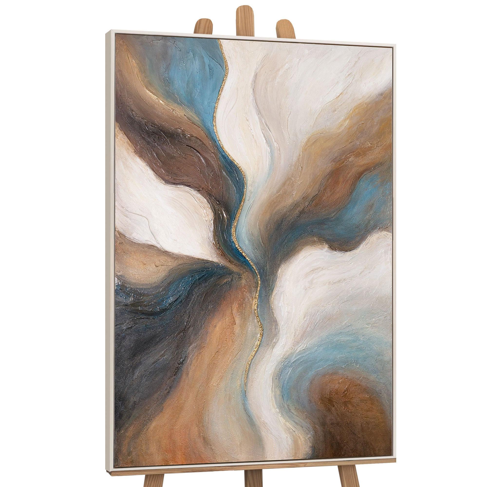 GEMÄLDE Vergehen der Zeit Schattenfugenrahmen Beige 140x100 cm - Beige, Holz (140/100cm) - YS-art gallery