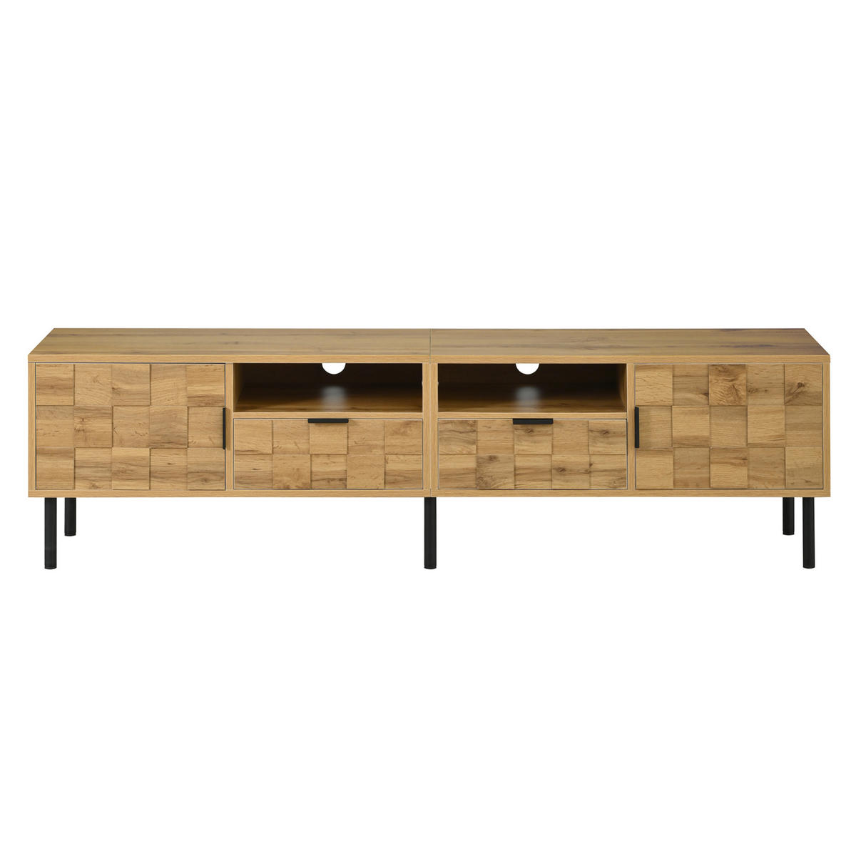 TV-LOWBOARD 160/35/42,5 cm natur schwarz aus Spanplatte mit Mosaik-Fronten - Naturfarben, Holzwerkstoff (35/42.5/160cm) - OKWISH