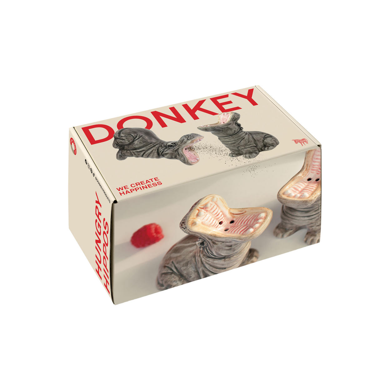 GEWÜRZSTREUER Set Hungry Hippos 2-tlg., Dolomit, Grau, 9 cm - Grau, Keramik (5/9/5cm) - Donkey Products