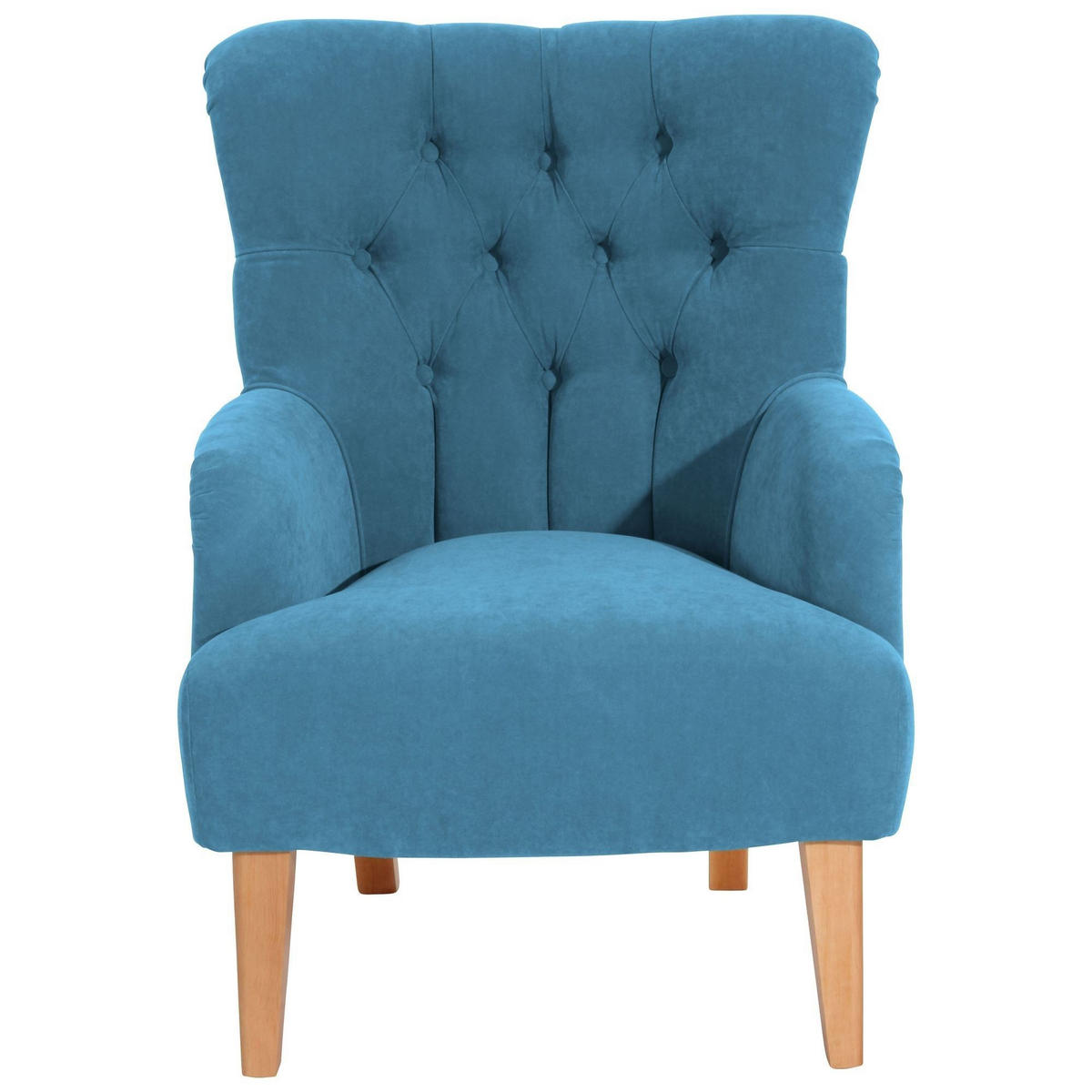 SESSEL Kaiya Bezug Veloursstoff Buche natur / petrol - Blau, Kunststoff (71/97/82cm) - 58aufmkessel