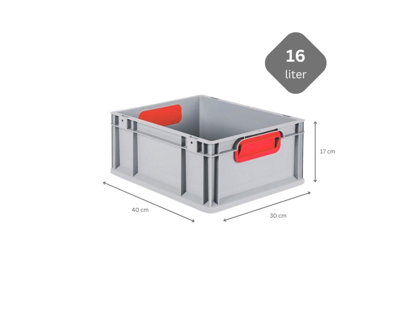 EUROBOX Nextgen Color 17x30x40cm 16 Liter Griffe Rot Geschlossen - Rot, Kunststoff (30/17/40cm) - PROREGAL