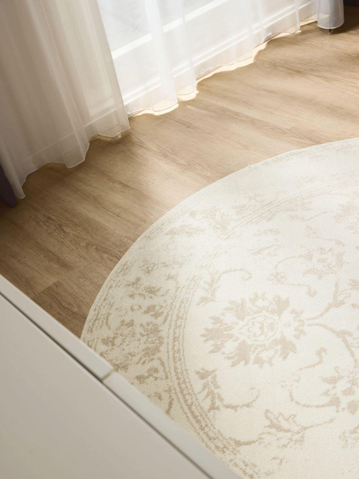 VINTAGE-TEPPICH Suki ø 160 cm rund - Beige/Creme, Kunststoff (160/160cm) - benuta