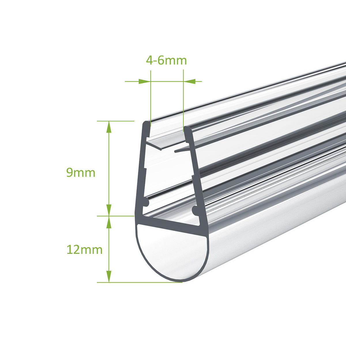 DUSCHDICHTUNG 100 cm für Duschtüren 4–6 mm transparent zuschneidbar - Transparent, Kunststoff (100/1.8cm) - S'AFIELINA