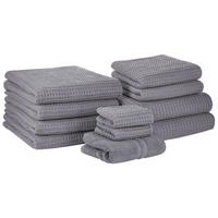 BADEHANDTUCH 11-teiligGrau Areora - Grau, Textil (100/150cm) - Beliani
