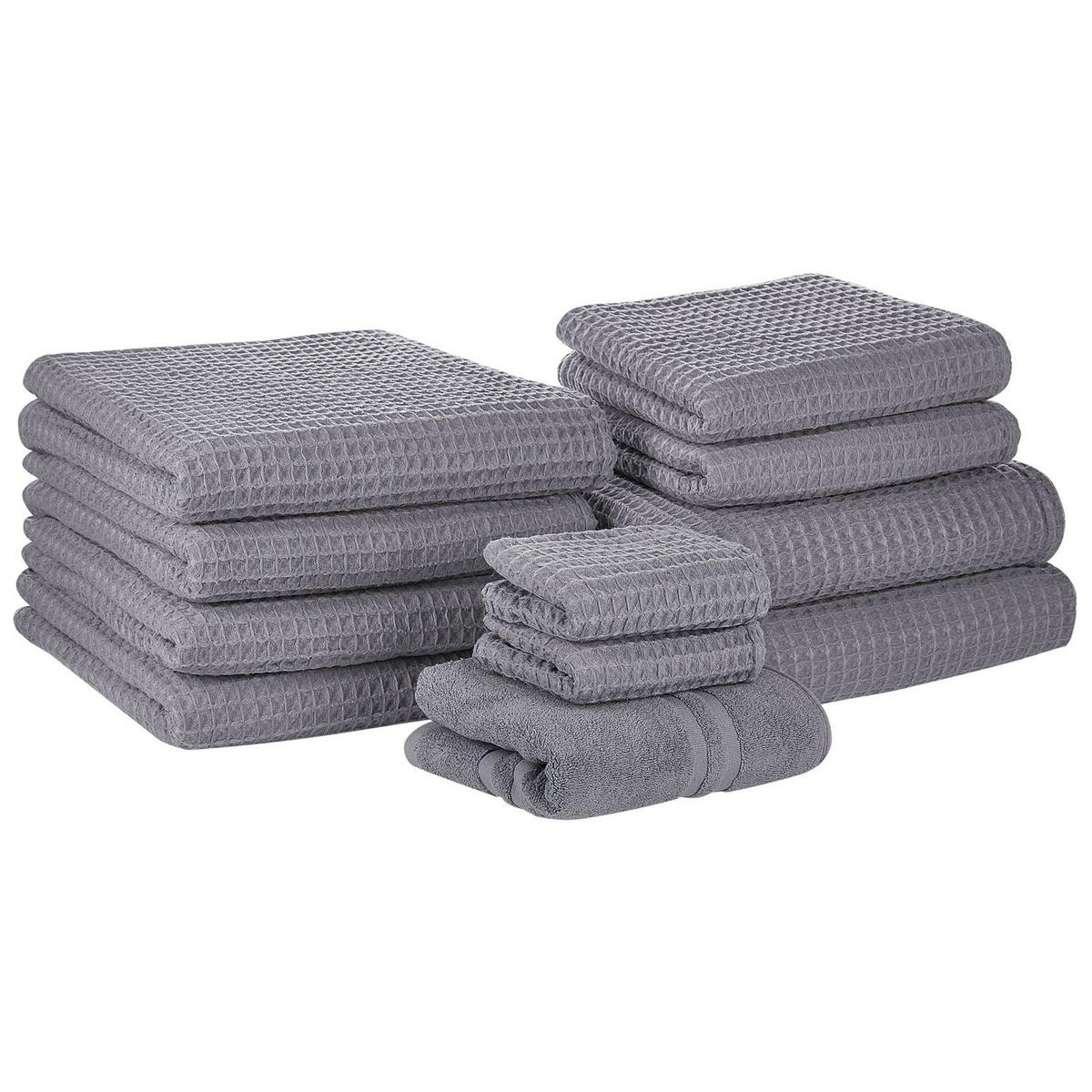 BADEHANDTUCH 11-teiligGrau Areora - Grau, Textil (100/150cm) - Beliani