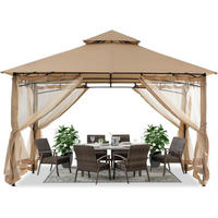 GARTENPAVILLON mit Netz und Doppeldach 3.35 x 3.35 m Beige - Beige, Textil (304.8/280.4/304.8cm)