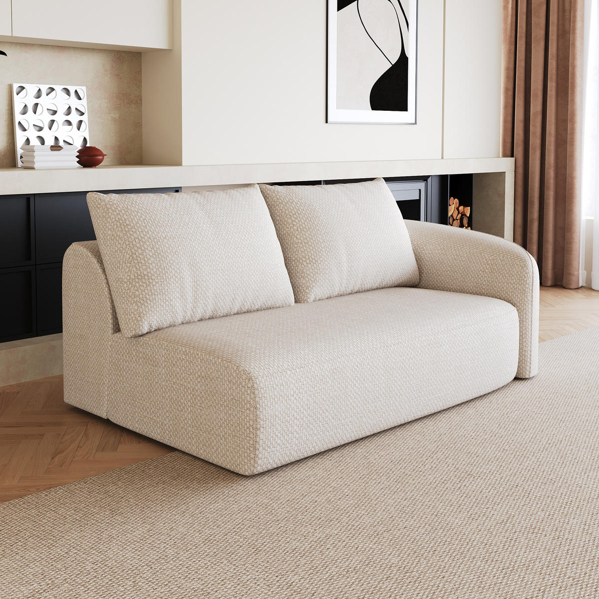 SOFAELEMENT DE-34711 Rechts-2-Sitzer Weiß - Weiß, Textil (90/85/160cm) - ComfortXL