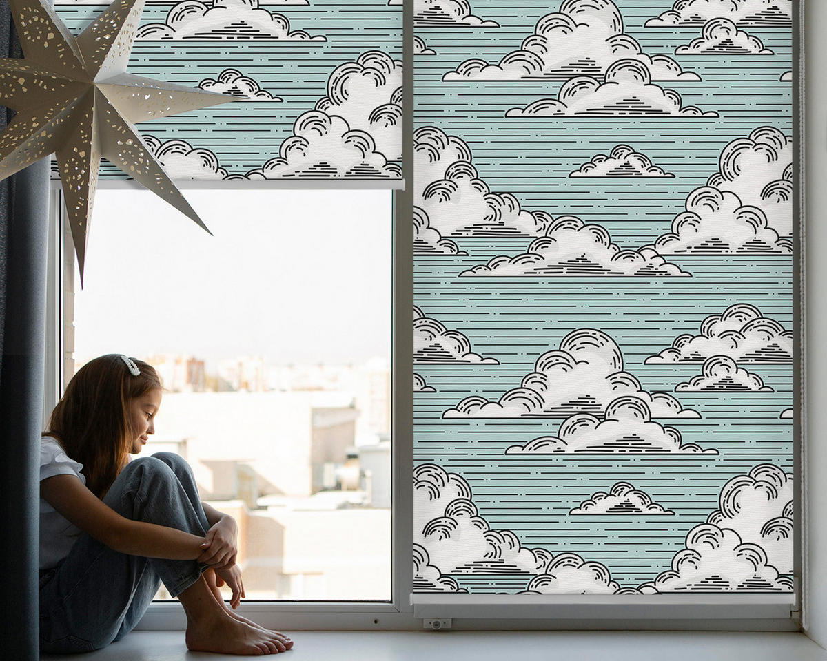 VNÚTORNÁ roleta - okenná roleta - roleta - 100x140 cm - Oblaky - biela, plast (100/140/0.5cm) - TULUP