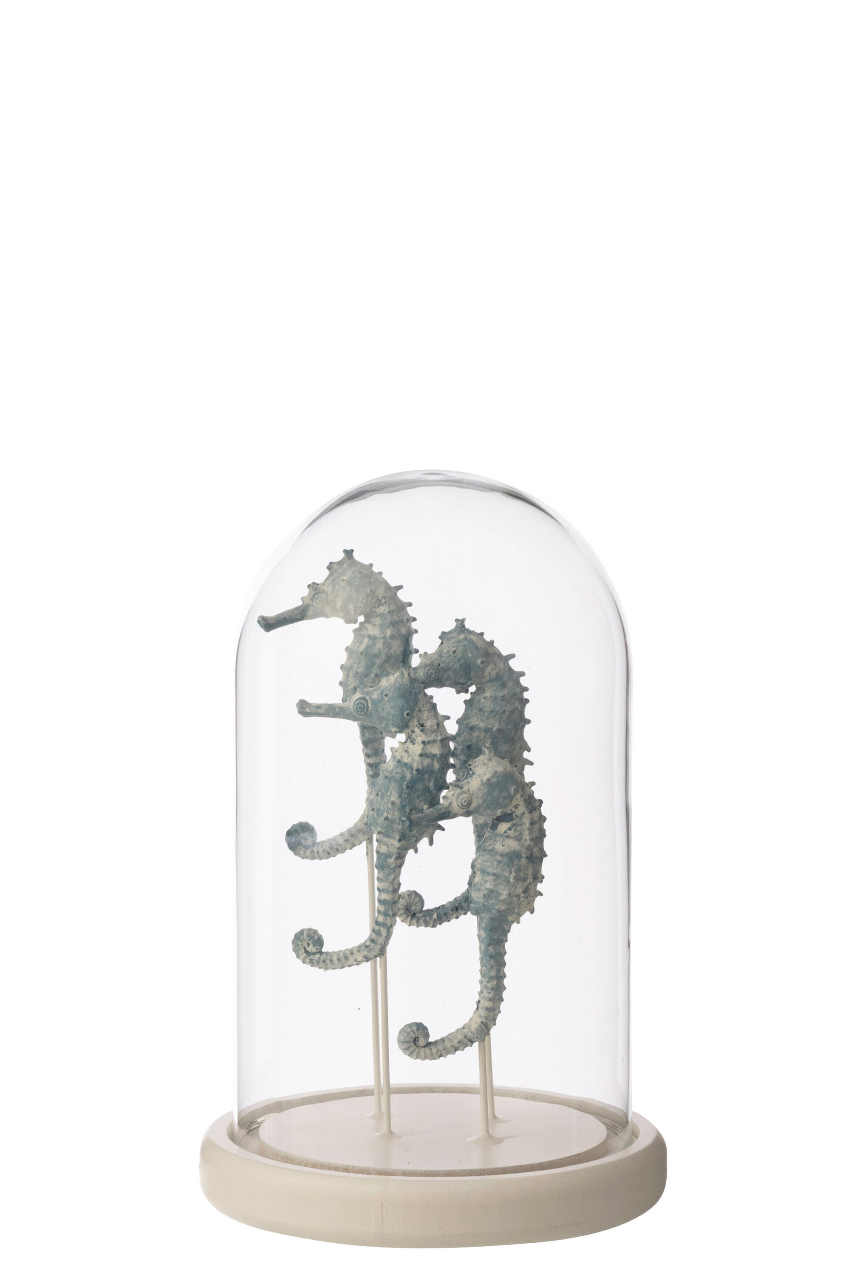 DEKO GLOCKE SEEPFERDCHEN - Blau, Glas (14/22/14cm) - J-Line