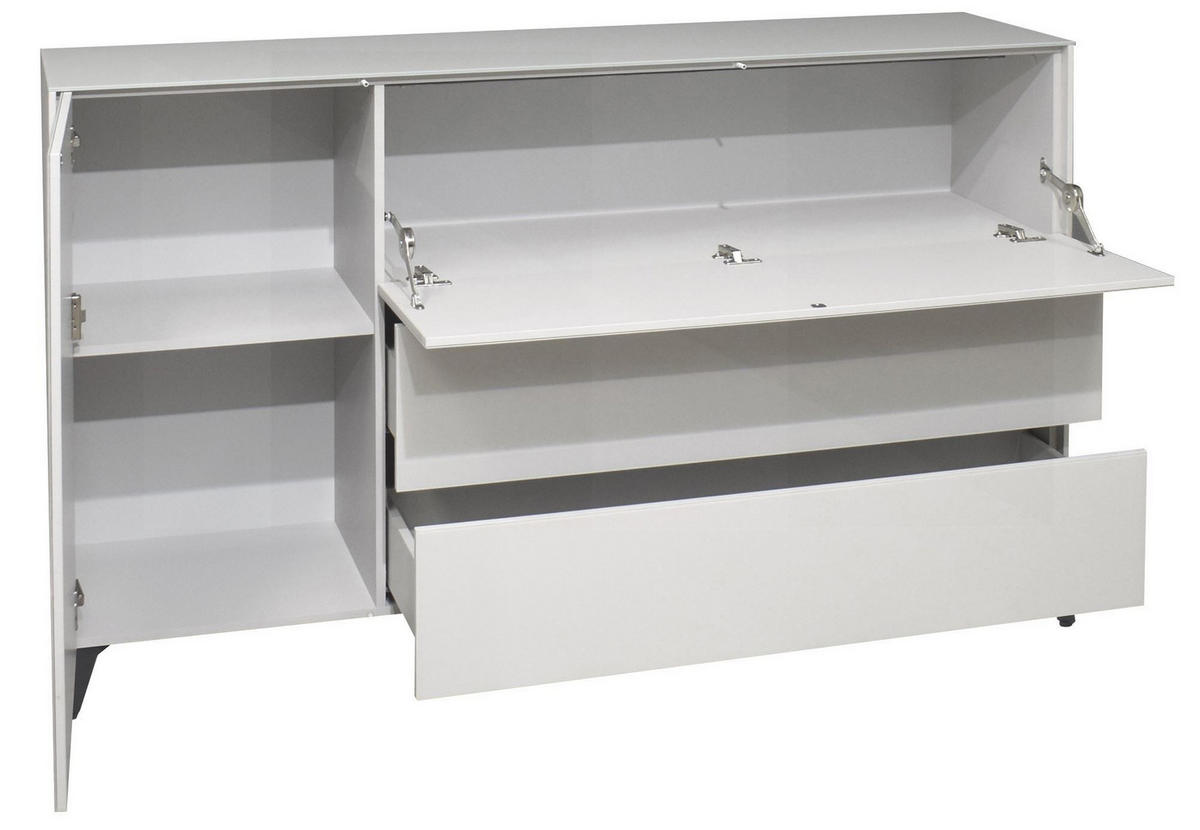 KOMMODE Elfi 169x42x104 Hochglanz Kreidegrau/Glas Kreidegrau - Hellgrau, Holzwerkstoff (169/104/42cm) - 58aufmkessel