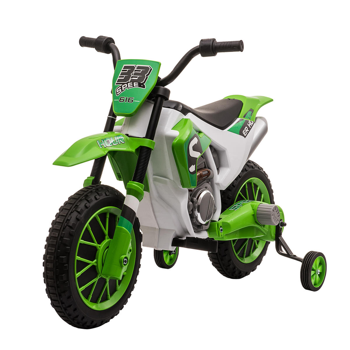 KINDERMOTORRAD DE-06110 mit Stützrädern und Soft-Start Grün/Weiß - Grün, Kunststoff/Metall (106.5/51.5/68cm) - ComfortXL