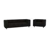 SITZGARNITUR 3+1 Tove Schwarz Cord - Schwarz, Holz/Kunststoff (175/65/80cm) - S-Style Möbel