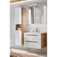 BADMÖBEL-SET 3-TLG. Luton-56 - Weiß, Holzwerkstoff (131/195/46cm) - Lomado