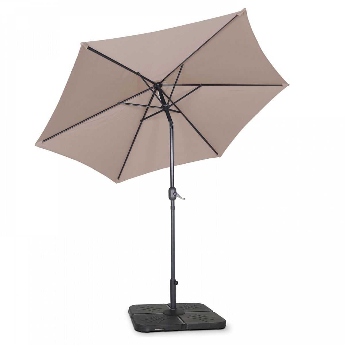 SONNENSCHIRM 3x3m mit 4 Gewichtsplatten, Taupe - Taupe, Metall (300/300cm) - Oviala