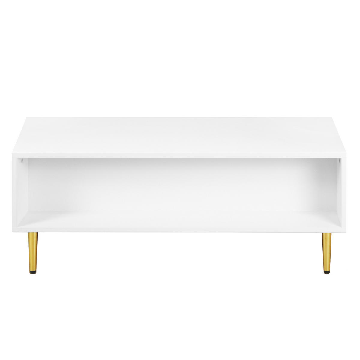 COUCHTISCH weiß mit goldenen Metallbeinen 100 × 50 × 40 cm aus MDF - Weiß, Holzwerkstoff (50/100/40cm) - Luhomfu