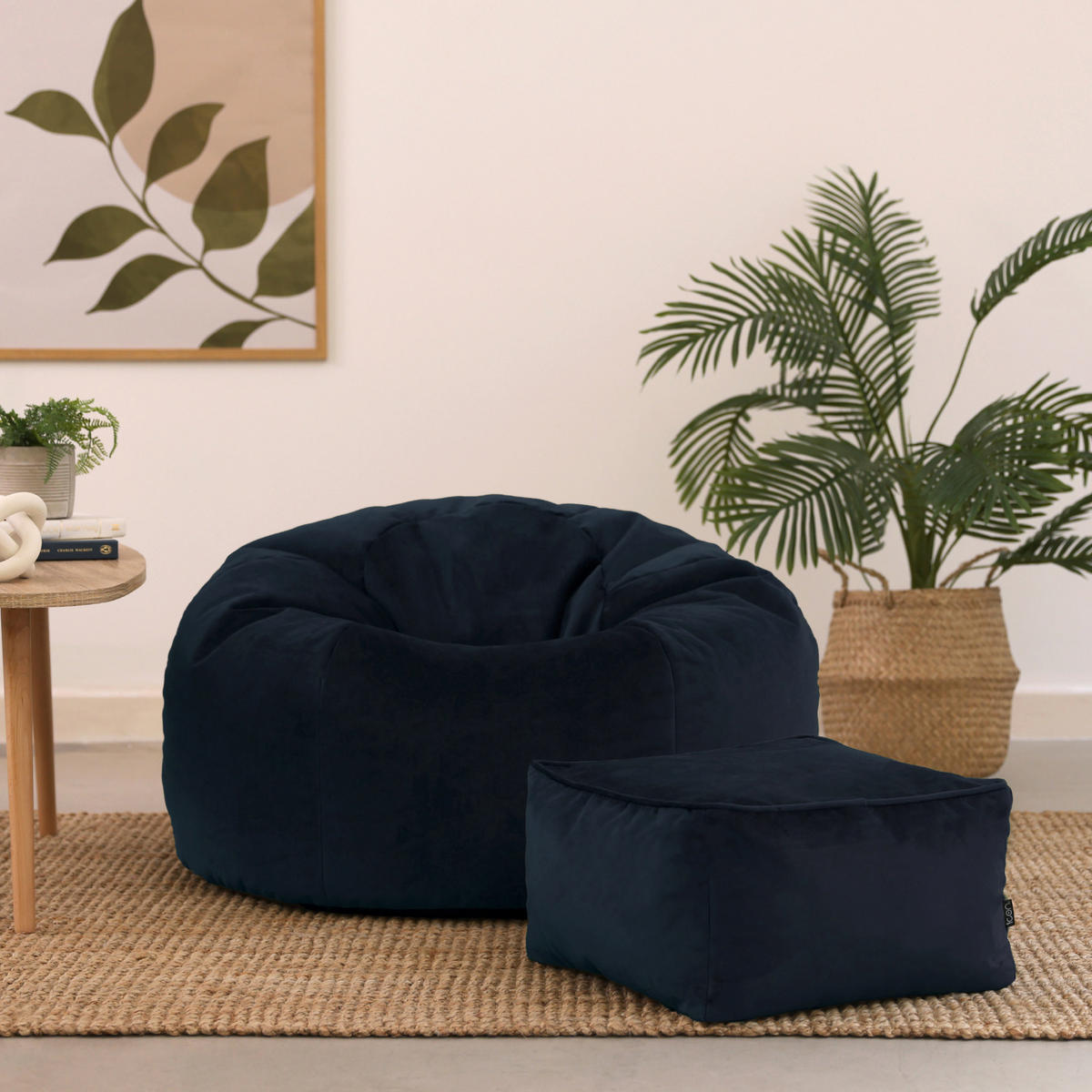 SITZSACK Kingston mit Hocker - Dunkelblau, Kunststoff/Textil (85/50/50cm) - icon