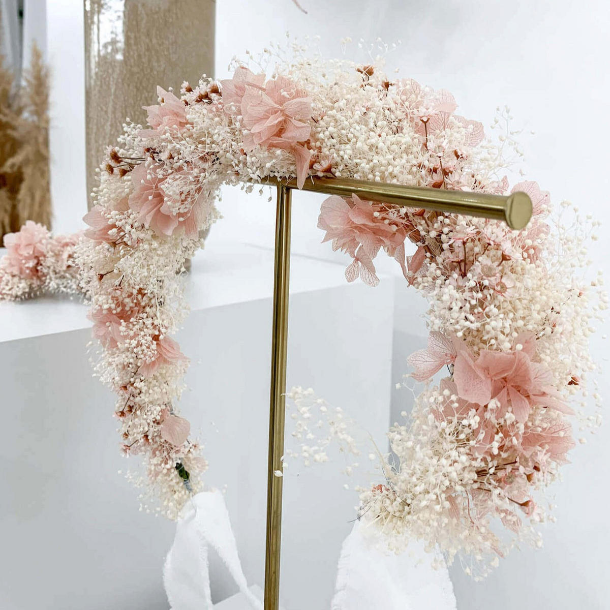 HAARKRANZ Trockenblumen rosa - rosa - Rosa, Naturmaterialien (30cm) - Lykke & You