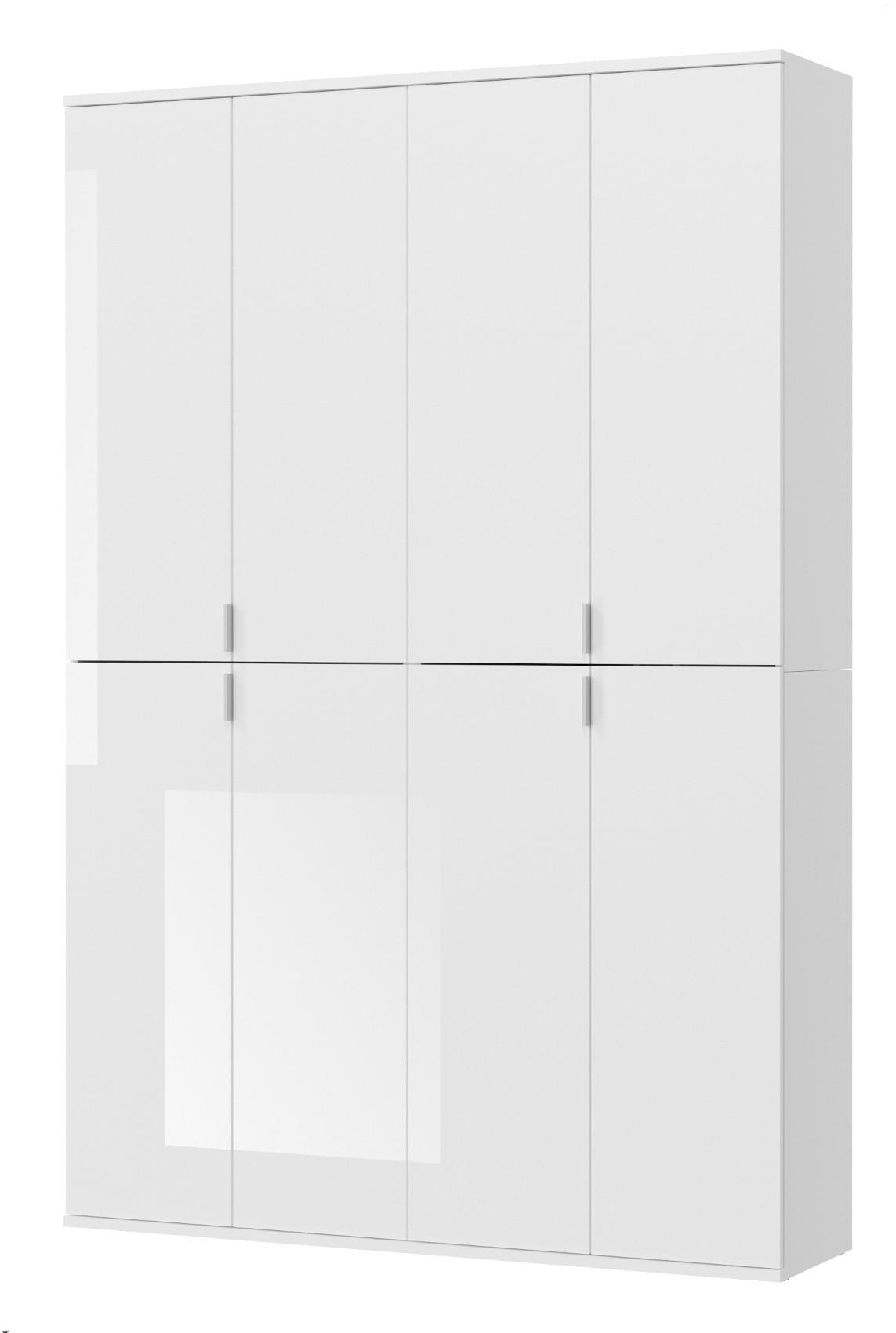 SCHUHSCHRANK weiß Hochglanz 122 cm, Garderobe mit 18 Fächern, Garderobenmöbel - Weiß Hochglanz/Silberfarben, Holzwerkstoff/Kunststoff (122/193/34cm) - Inn.Furn