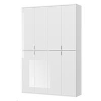 SCHUHSCHRANK weiß Hochglanz 122 cm, Garderobe mit 18 Fächern, Garderobenmöbel - Weiß Hochglanz/Silberfarben, Holzwerkstoff/Kunststoff (122/193/34cm) - Inn.Furn