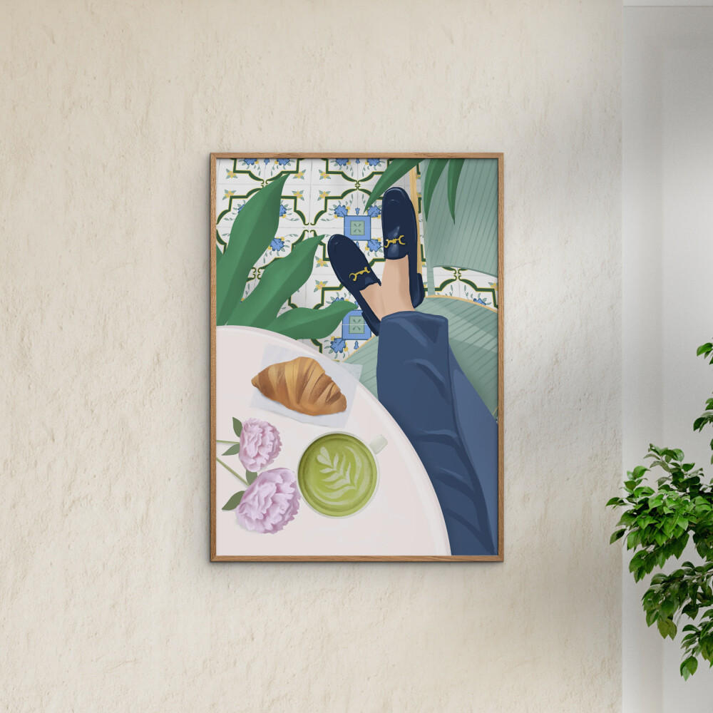 POSTER mit Rahmen Petra Lizde - Cafe - Eichefarben/Naturfarben, Holz/Papier (50/70cm) - Poster&Frame