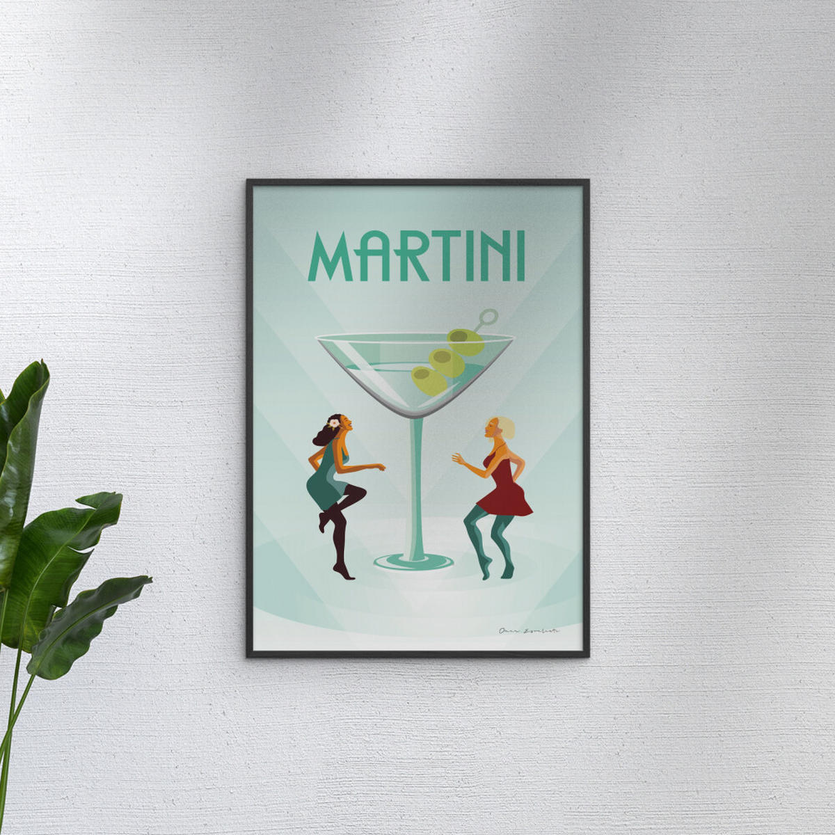 POSTER mit Rahmen Wild Apple - Martini - Schwarz/Grün, Holz/Papier (70/100cm) - Poster&Frame