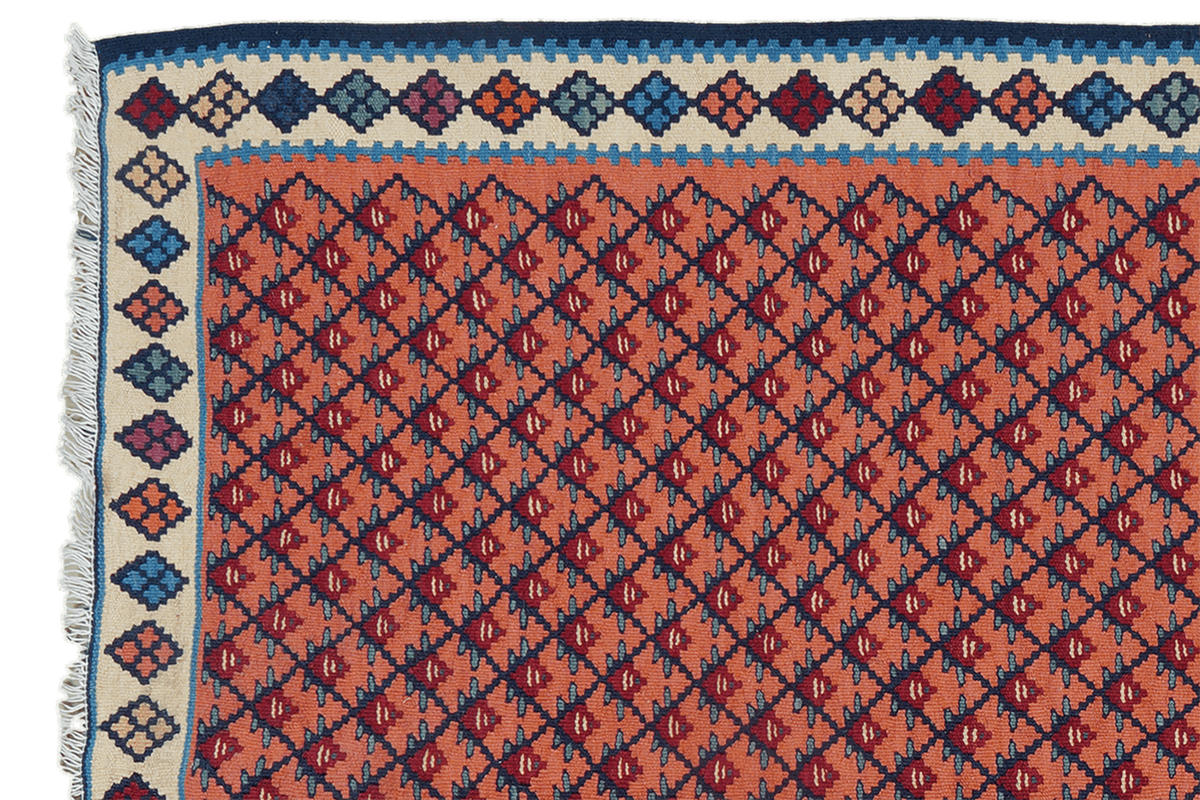 HANDWEBTEPPICH Kelim Senneh Pink 147/107 cm Schurwolle - Pink, Textil (107/147cm) - Looma