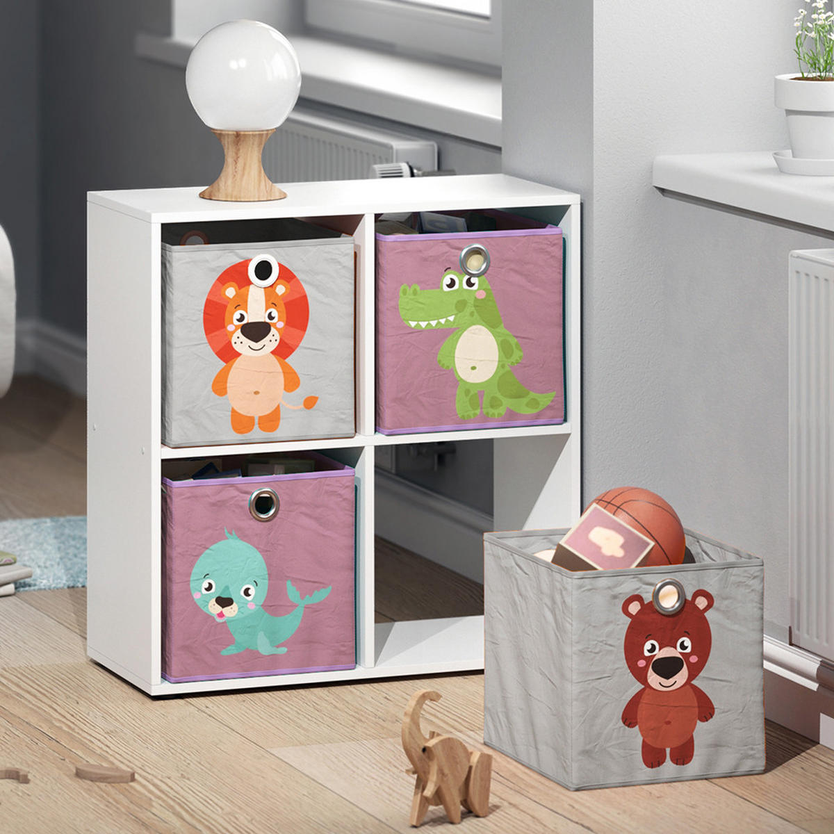 FALTBOX 30 x 30 Grau/Lila 30 x 30 cm 2er Set - Lila/Grau, Wellpappe (30/30cm) - Vicco