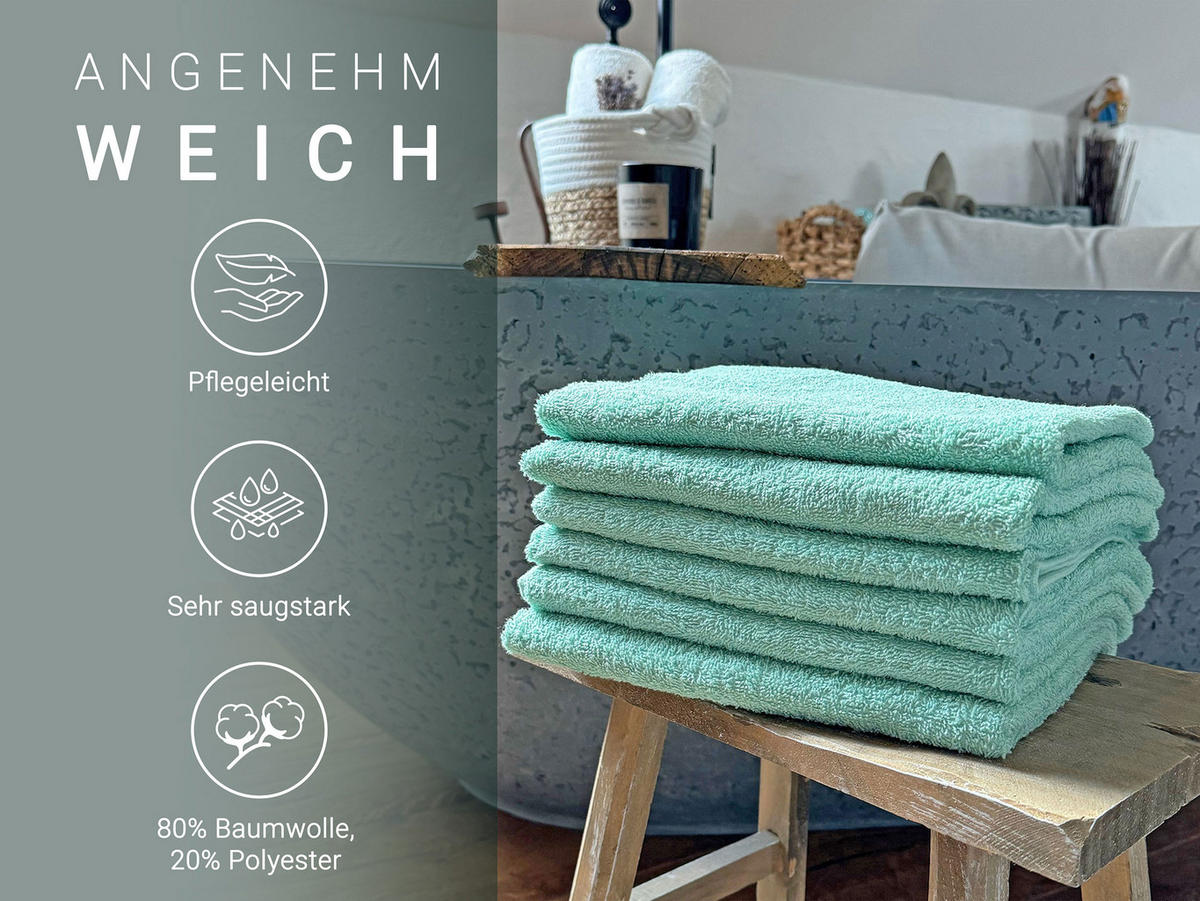 HANDTÜCHER, 10er-Set, 50x100 cm, 80% Baumwolle, 20% Polyester, Grün - Grün, Naturmaterialien (50/100cm) - Zollner