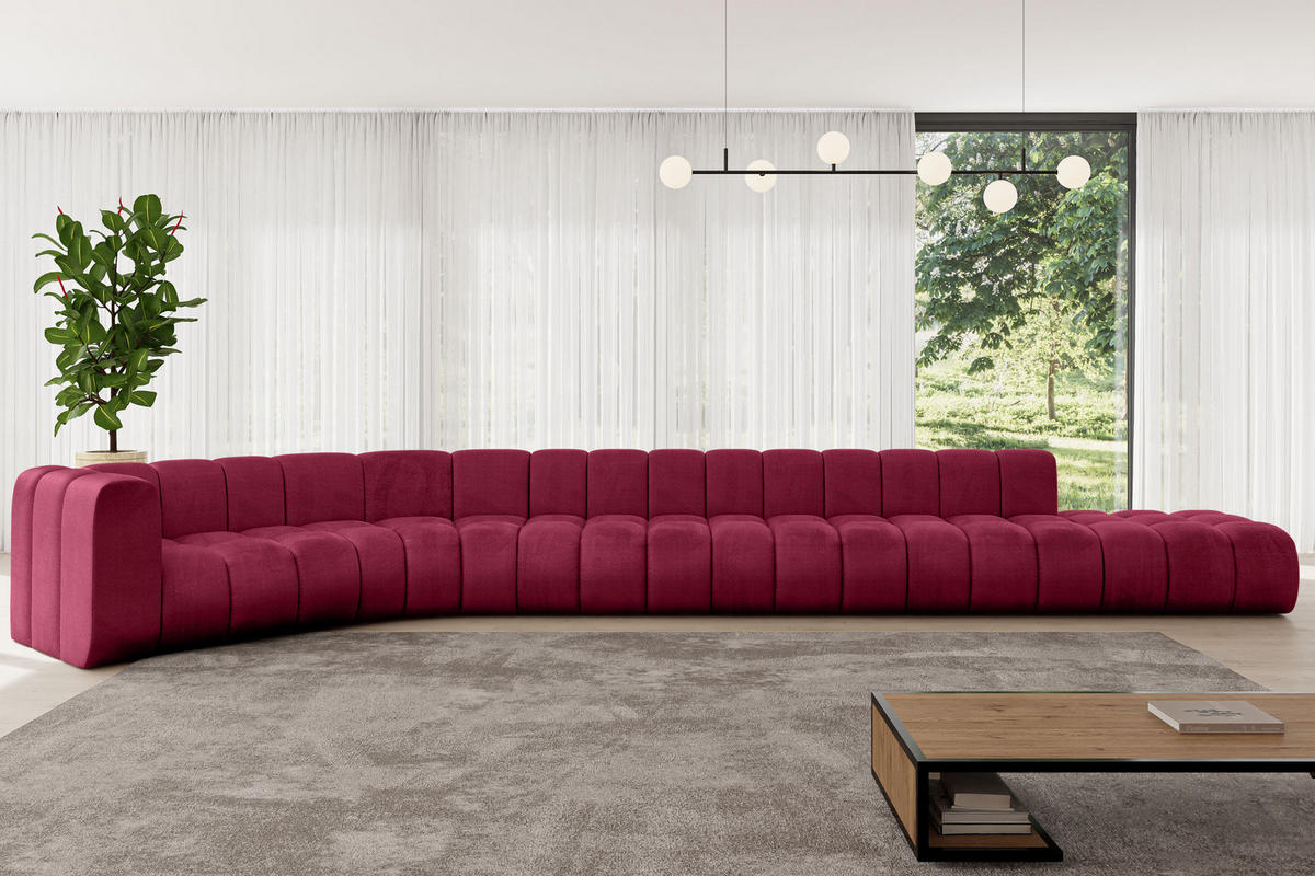 ECKSOFA modulares Sofa Tilmo-L3 - 581x194x70 cm Bordeauxrot - Bordeaux, Holzwerkstoff/Textil (581/194cm) - ALTDECOR