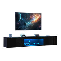 LOWBOARD in 160x31x22cm,Wandmontierter TV-Ständer, Schwarz - Schwarz, Holzwerkstoff (160/22/31cm) - KOMHTOM