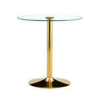 RUNDER Bartisch 89/89 cm aus Glas mit Metallgestell in Gold, Höhe 92 cm - Goldfarben, Holzwerkstoff (89/89/92cm) - BEAOK