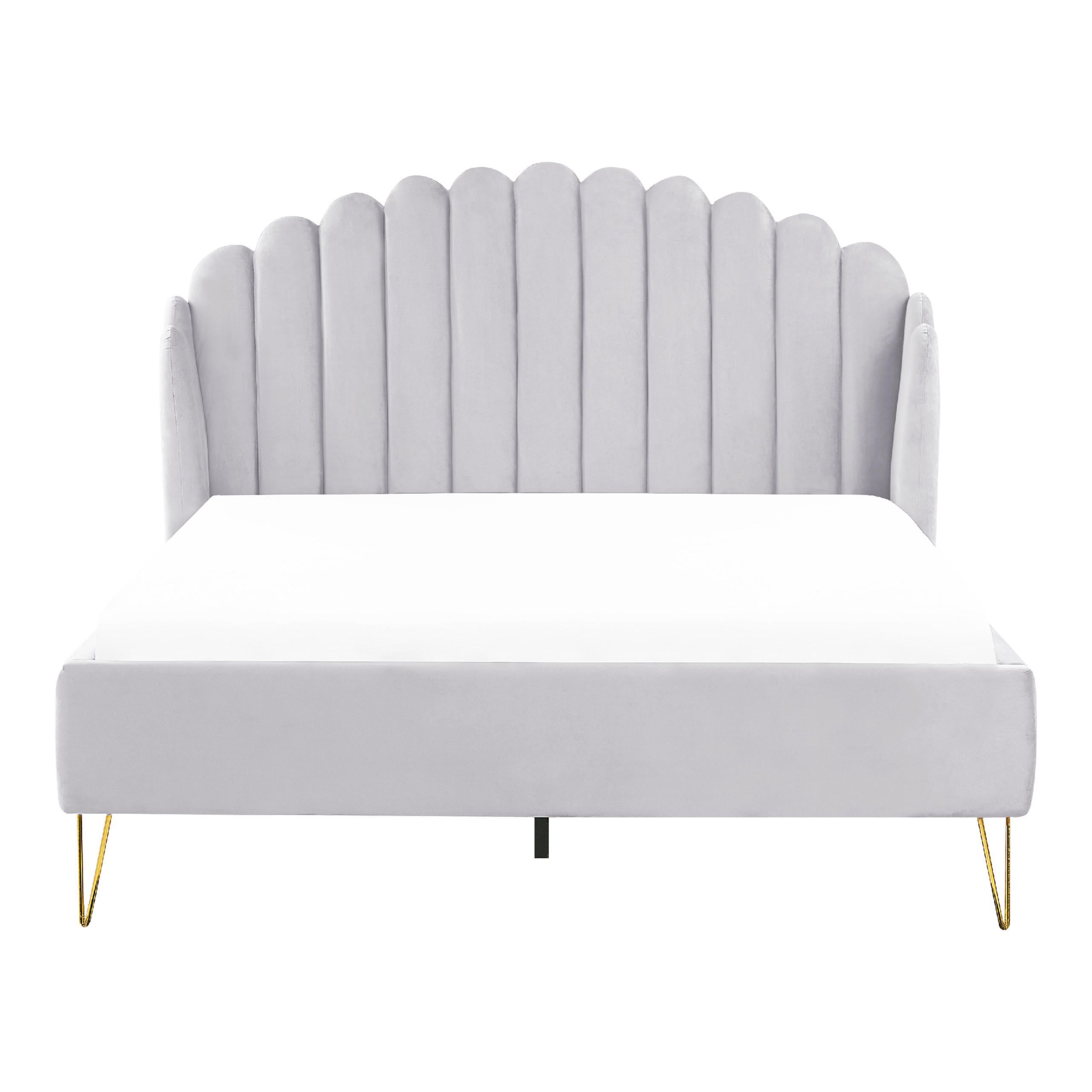 POLSTERBETT 140/200cm Hellgrau Ambillou - Hellgrau, Textil (140/200cm) - Beliani