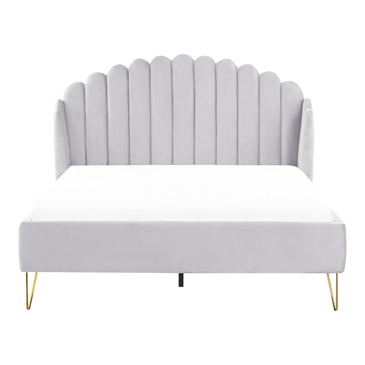 POLSTERBETT 140/200cm Hellgrau Ambillou - Hellgrau, Textil (140/200cm) - Beliani