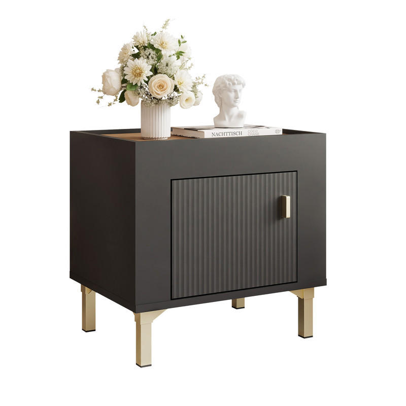 Idohome Nachtschrank Schwarz 48x47x36 cm