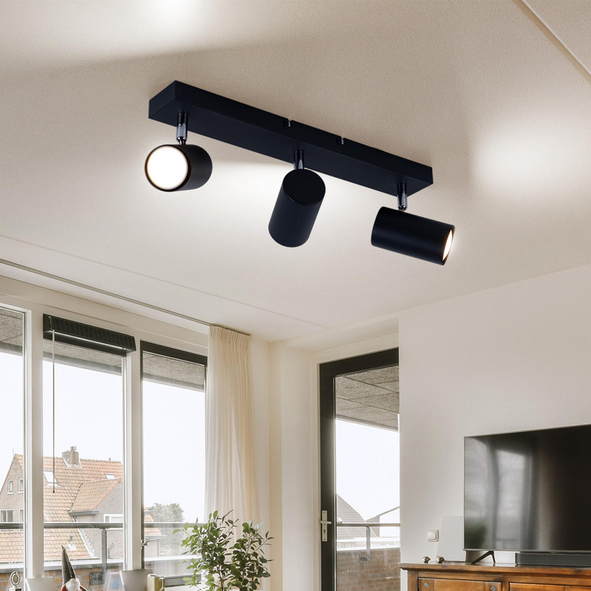 LED DECKENLEUCHTE Robby Metall Schwarz - Schwarz, Metall (41/6/12cm) - Globo Lighting