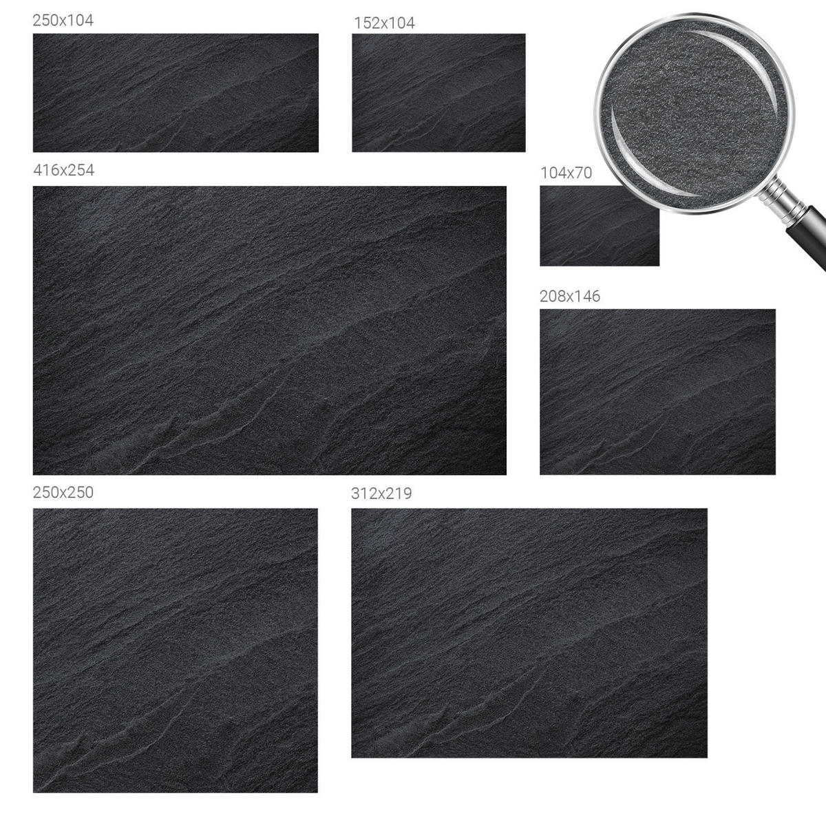 FOTOTAPETE 104x70 cm - Steine Eleganz - Schwarz, Textil (104/70cm) - Wallfluent