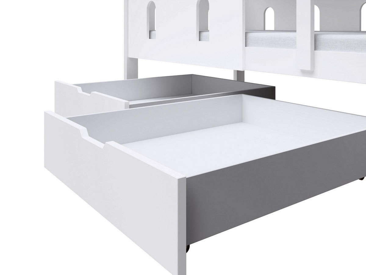 VYSOKÁ Postel AVALON 75x180 s úložným prostorem, Bílá - bílá, dřevo (75/180cm) - MASSENO