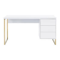 SCHREIBTISCH - 140 cm x 60 cm - Holz, Platte - Weiß - TIMFIA - Weiß, Holz (60/140/75cm) - Vente-Unique