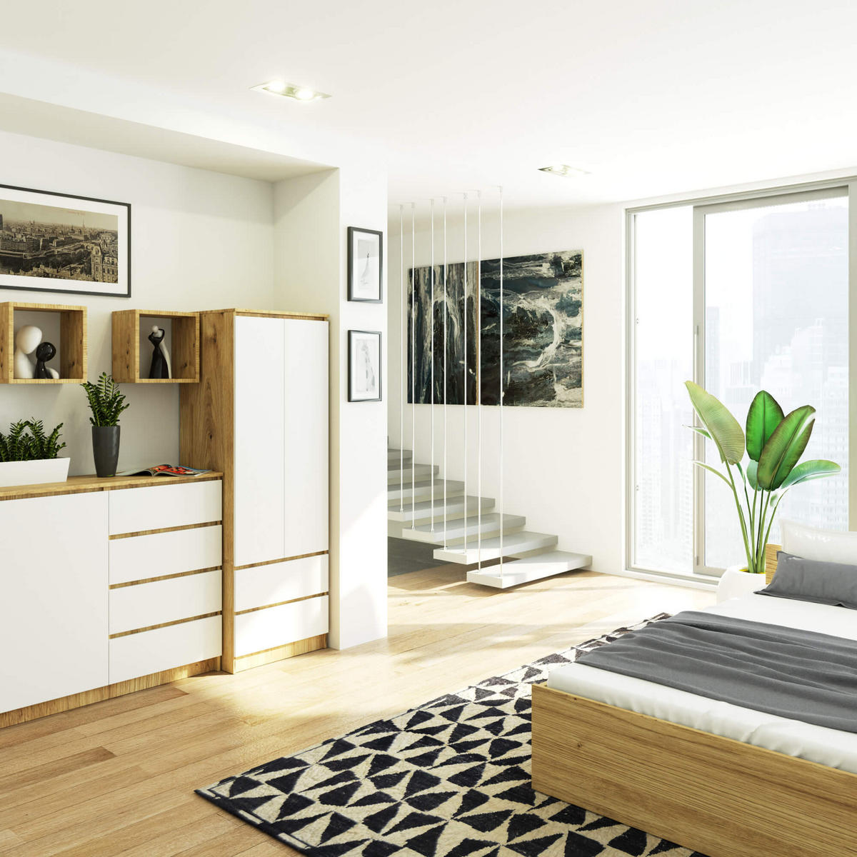 KLEIDERSCHRANK Eiche Artisan, Weiß 180/60/51 - Eiche Artisan/Weiß, Holzwerkstoff (60/180/51cm) - RAUMHIRSCH FURNITURE