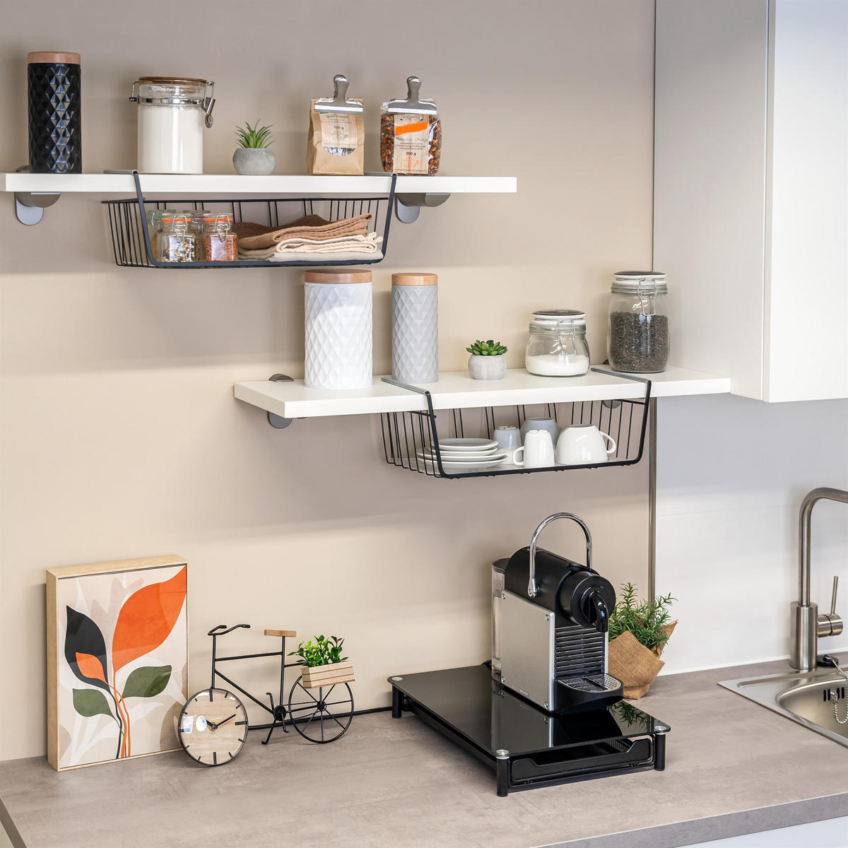 SCHRANKKÖRBE 2er-Set, schwarz - Schwarz, Metall (41/14/26cm) - eluno