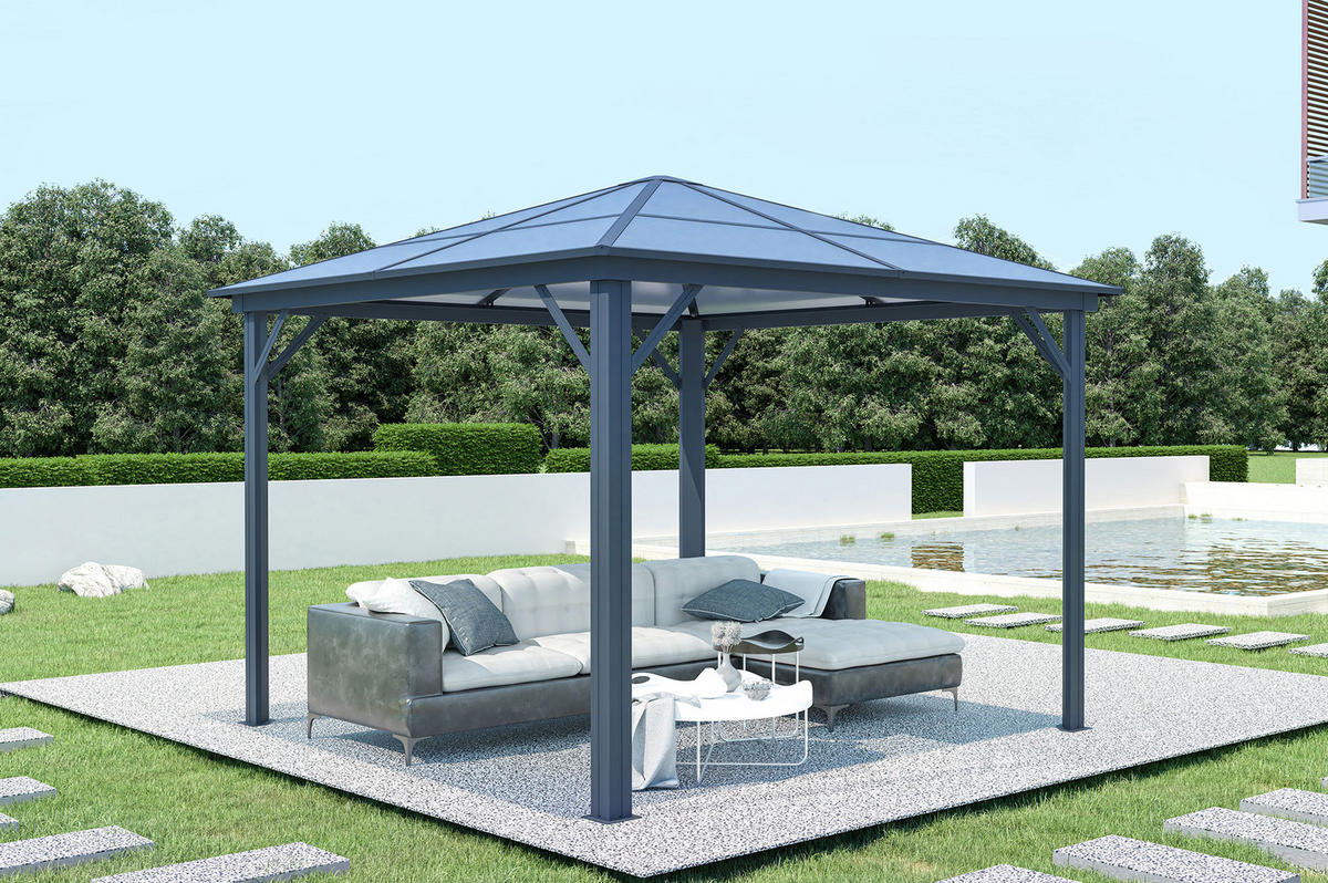 PAVILLON Grace Anthrazitgrau 3m x 3m - Grau, Metall (300/251/300cm) - Cazeboo