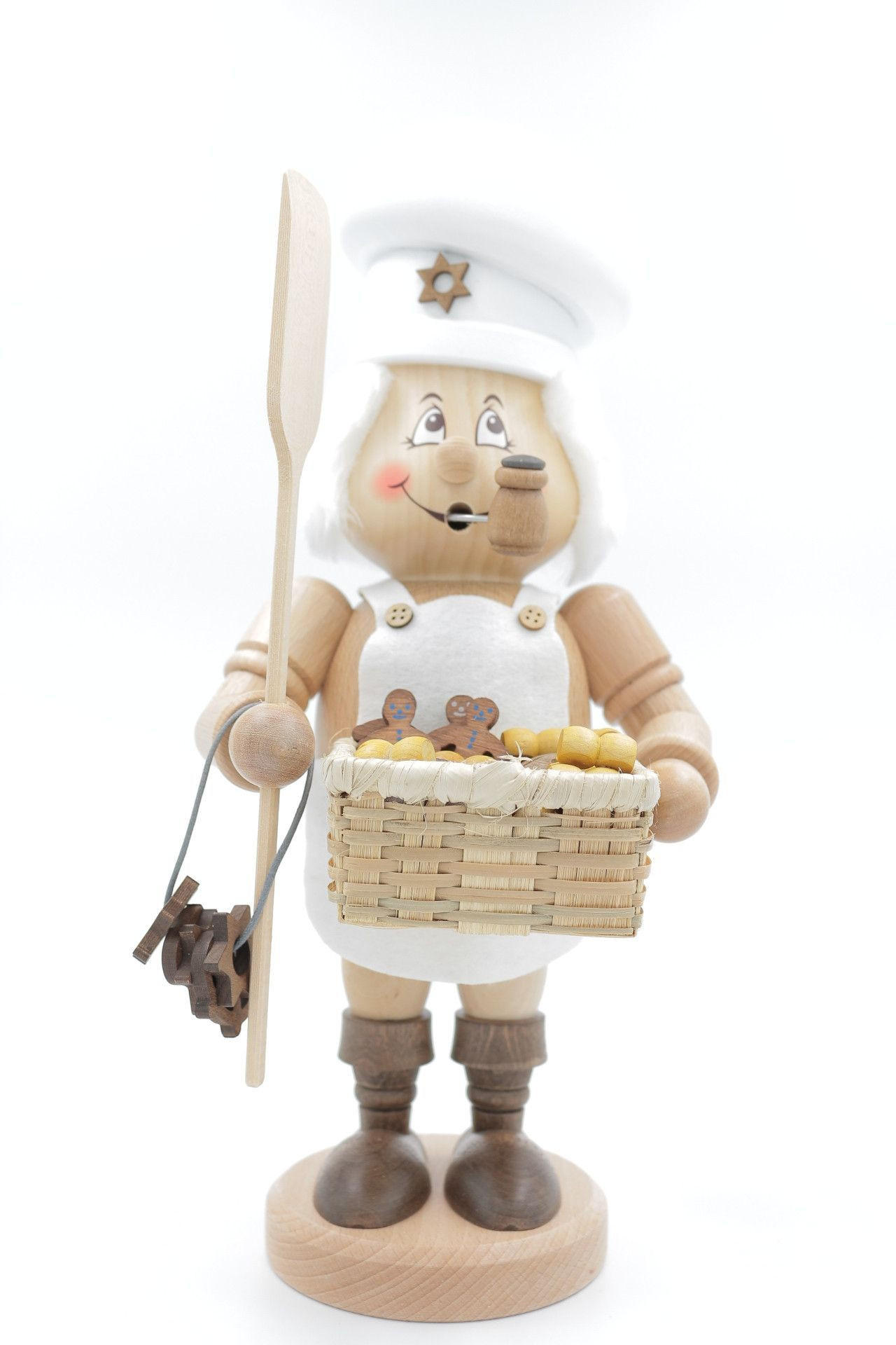 RAUCHFIGUR Wichtel Bäcker weiss 32 cm - Multicolor, Holz (15/35/0.1cm)