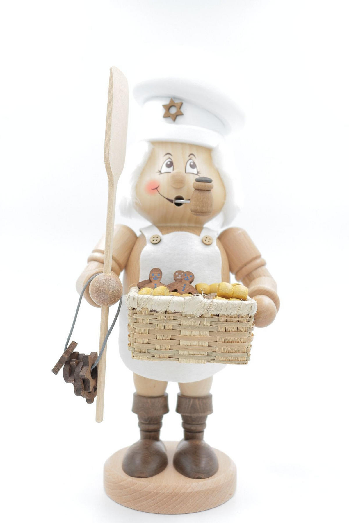 RAUCHFIGUR Wichtel Bäcker weiss 32 cm - Multicolor, Holz (15/35/0.1cm)