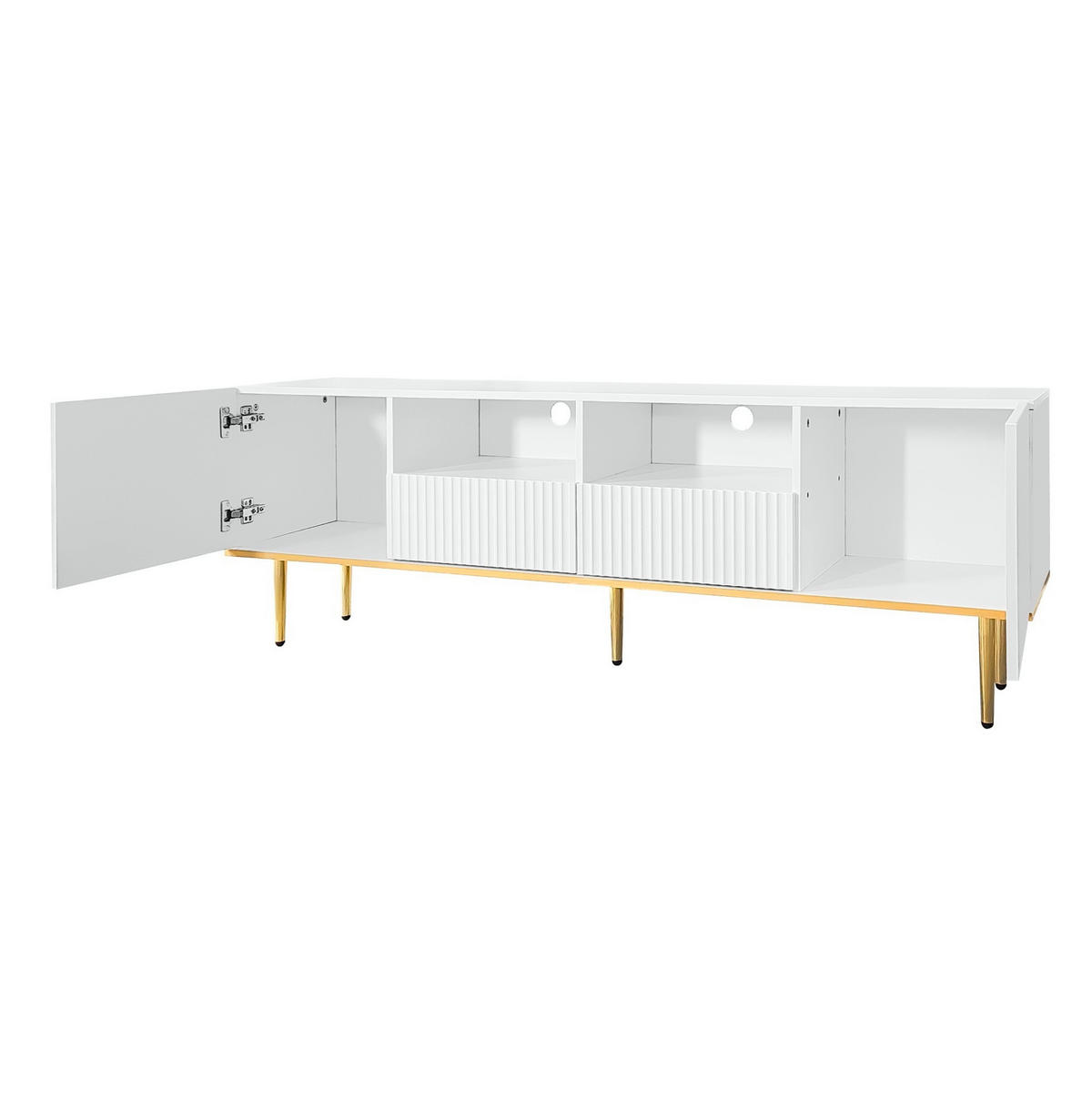 TV-SCHRANK 165/36/55 cm weiß mit goldenen Akzenten und 2 Schubladen - Weiß, Holzwerkstoff (165/55/36cm) - OKWISH