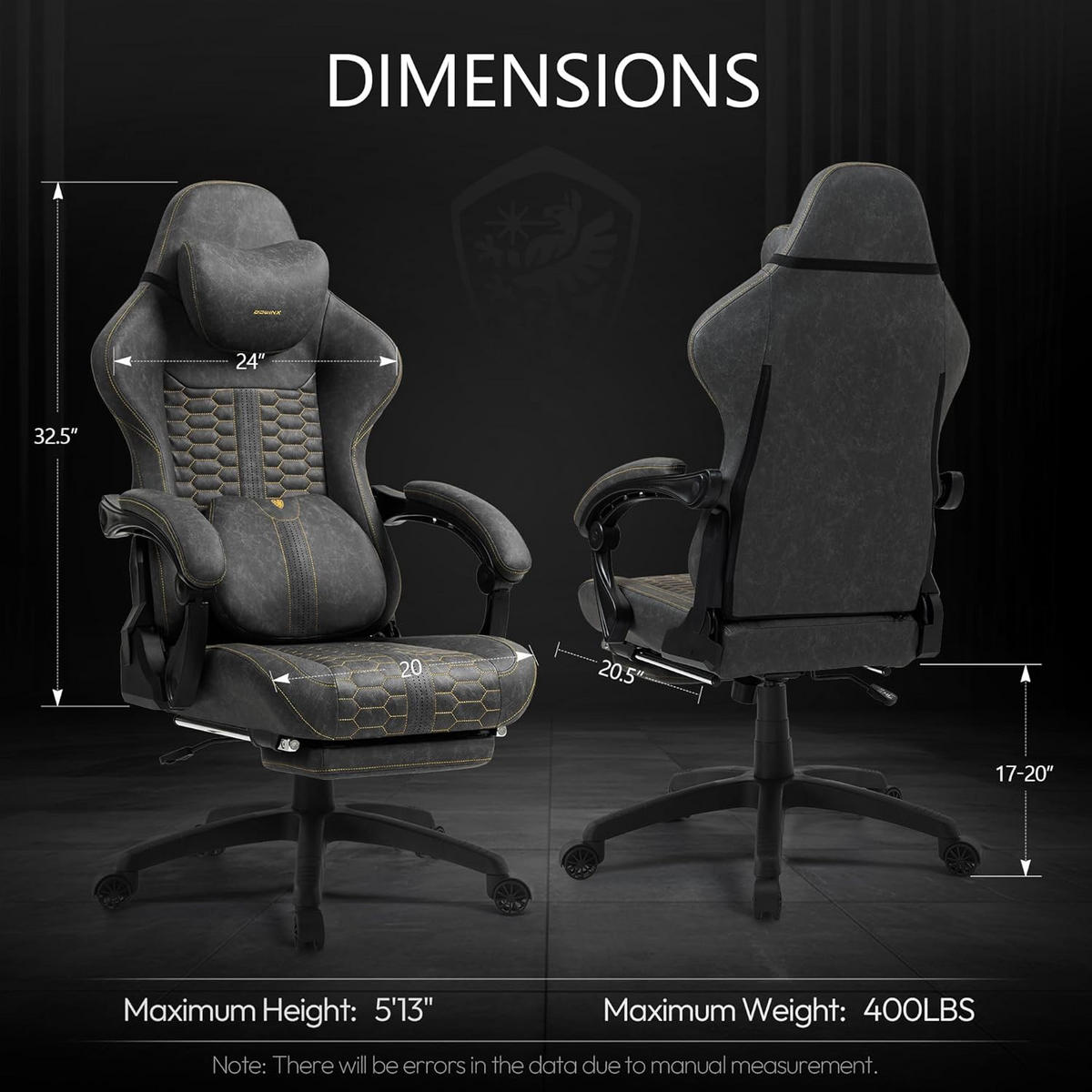GAMING-STUHL & hoher Rückenlehne, Massagefunktion PU-Leder - Grau, Leder (61/117/61cm)