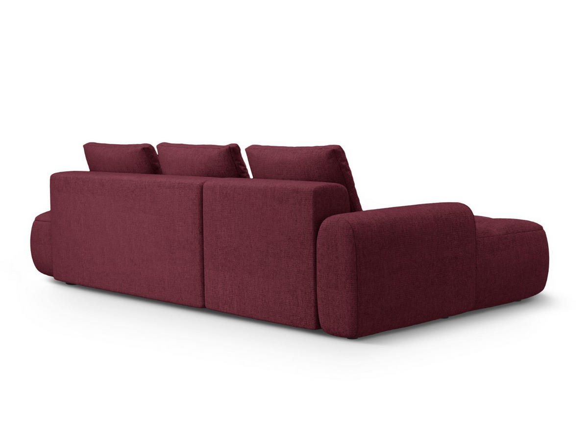 AUSKLAPPBARES-ECKSOFA links mit Container Linz aus strukturiertem Stoff burgundfarben 3 Sitzplätze - Bordeaux, Textil (142/275cm) - Cosmopolitan Design