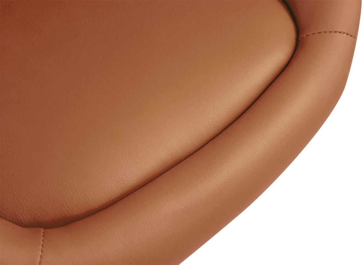 BARHOCKER Lederlook hellbraun - Hellbraun/Chromfarben, Textil/Metall (55/86/51cm) - CLP