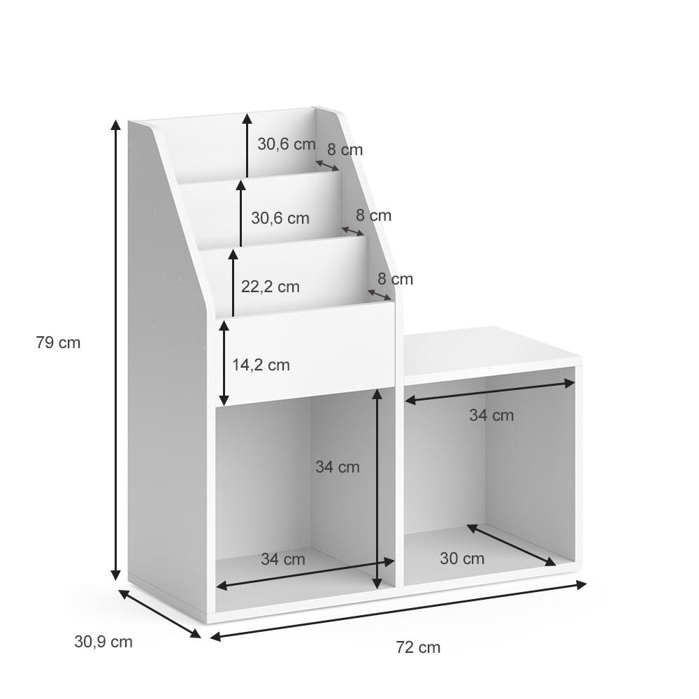 Thumbnail - Vicco Bücherregal, Weiß, Weiß, Holzwerkstoff, 5 Fächer, Rechteckig, 72x79x30.9 cm, Kinder- & Jugendzimmer, Kindermöbel, ...