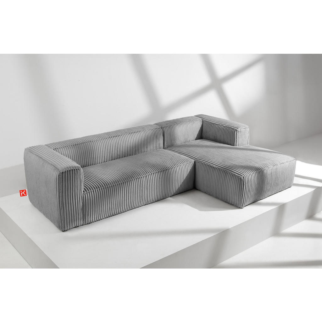 Thumbnail - Konsimo® Ecksofa-Rechts, Hellgrau, Textil, L-Form,L-Form, 305x175 cm, Wohnzimmer, Sofas & Couches, Wohnlandschaften, Eck...