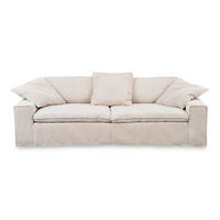 SOFA XL NETTA Cremeweiß Cord - Creme/Braun, Birkenholz/Textil (258/90/116cm) - KAWOLA